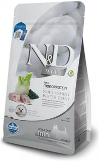 N&D WHITE DOG Adult Mini Sea Bass&Spirulina&Fenn 2kg (expirace 21.8.2026)