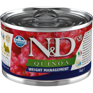 N&D QUINOA Dog konz. Weight Management Lamb & Broccoli Mini 140 g